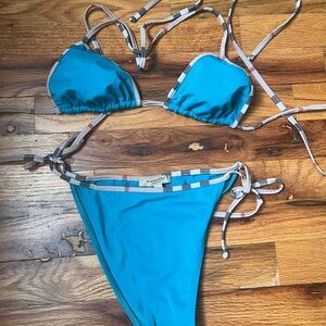 Burberry blue triangle Nova Check bikini size XSmall